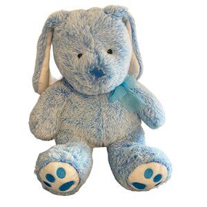 Walmart Easter Soft Blue Plush Bunny Rabbit Stuffed Animal Ribbon Bow 12"